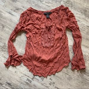 Living Doll • Rust colored long sleeved blouse